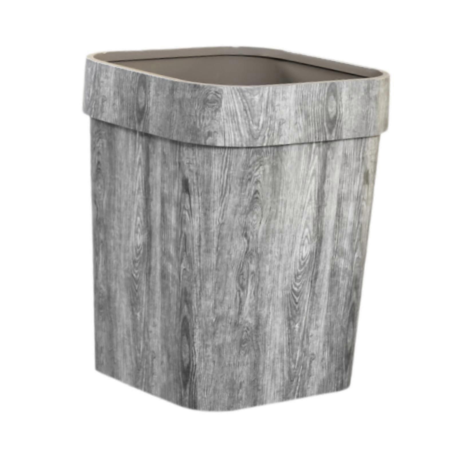 Trash Bin Compact Portable Rustic Garbage Can for Bathroom near Desk Bedroom L grey