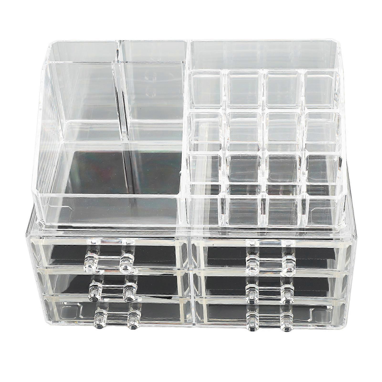Clear Makeup Organizer 6 Drawers 1 Tray, 23.5x13.5x10.5cm Stackable