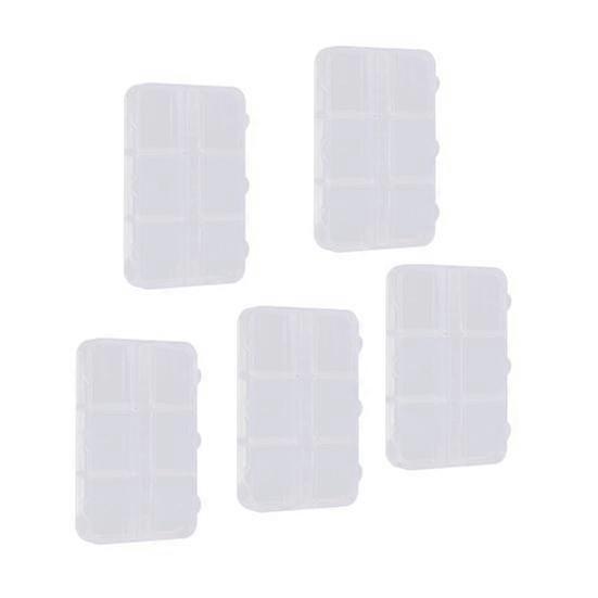 5Pcs Storage Box Transparent Large Capacity Multi-compartments Compact Size Space-saving Plastic 6 Grids Clear Necklace Box