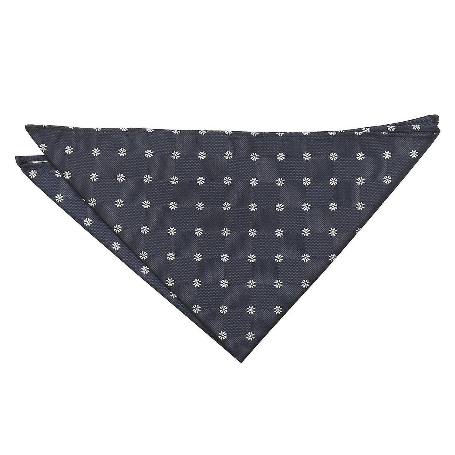 Navy Blue Floral Daisy Pocket Square