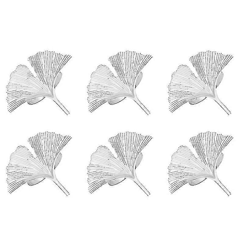 Servettringar Set med 6,ginkgo blad servettringar Bröllop Silver servett Le för bord