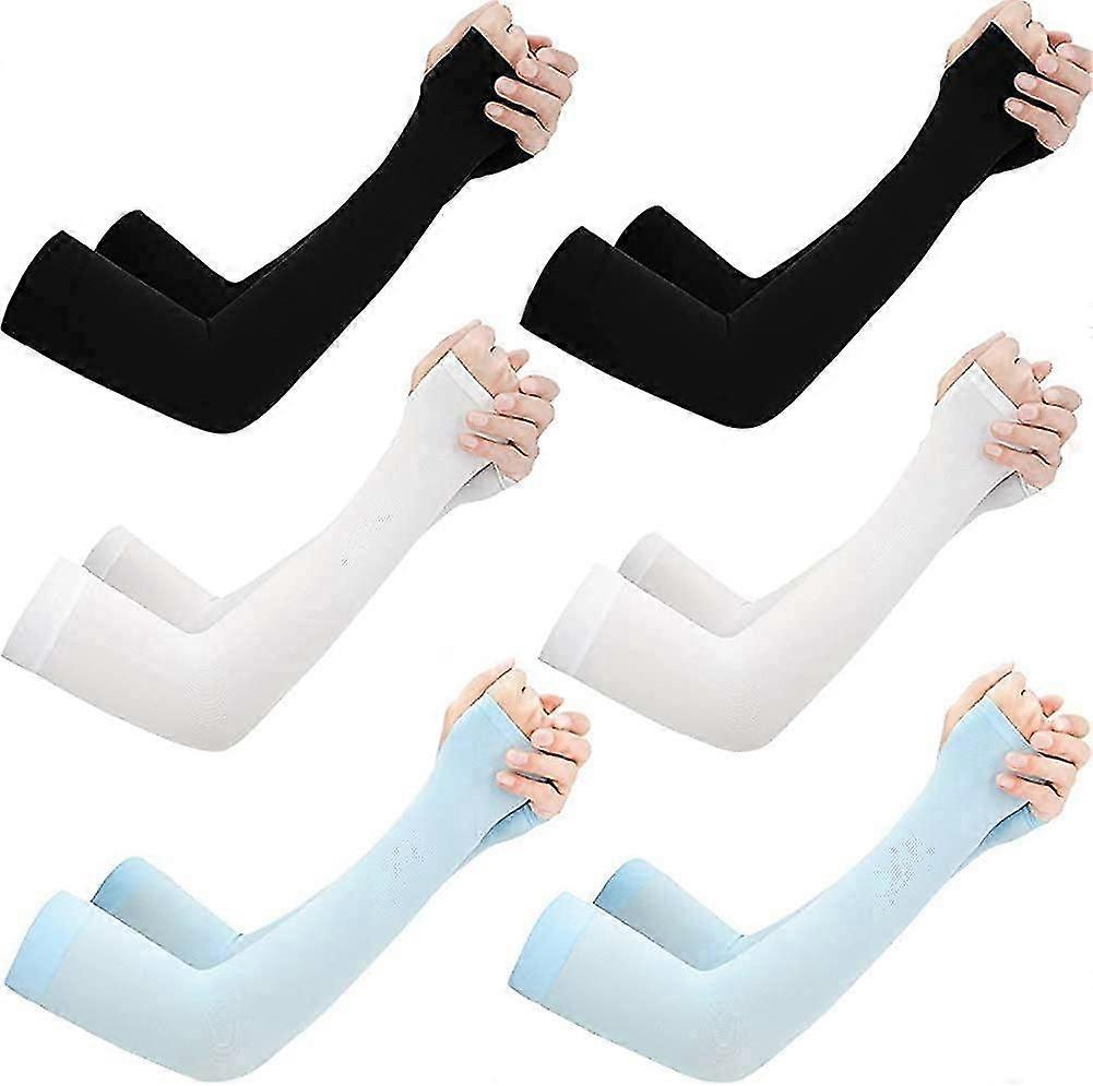 6 Pairs Uv Sun Protection Cooling Arm Sleeves, Upf 50 Arm Covers For Men And Women During Running And Cycling