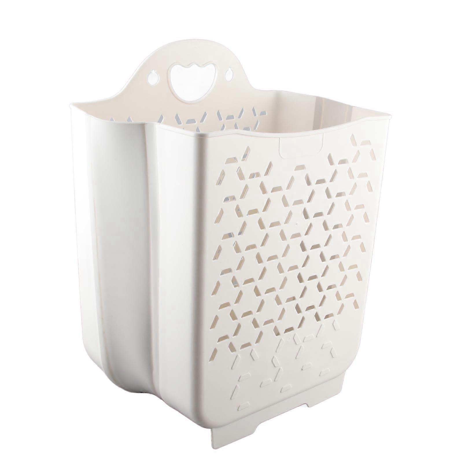 Collapsible Wall Mounted Laundry Basket - Extra Large White Hamper for Dorm Room, Space-Saving Design, Durable Fabric