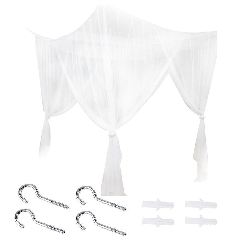 4 Corner Post Bed Canopy,Bed Canopy for Full Queen King Size Bed,Mosquito Netting(white)
