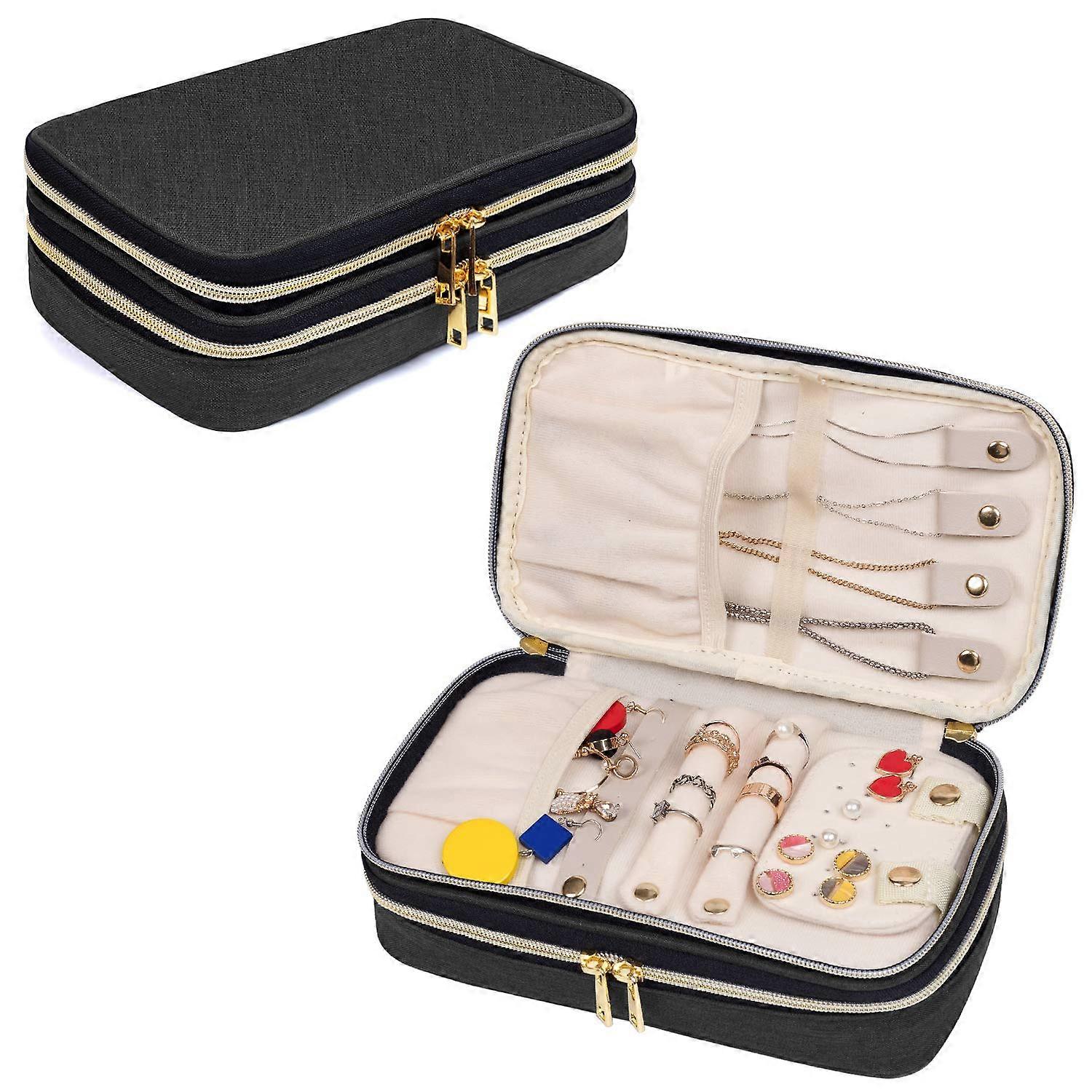 Double Layer Jewelry Organizer for Travel, Medium Size, Compact Storage, Durable Material, Stylish Design
