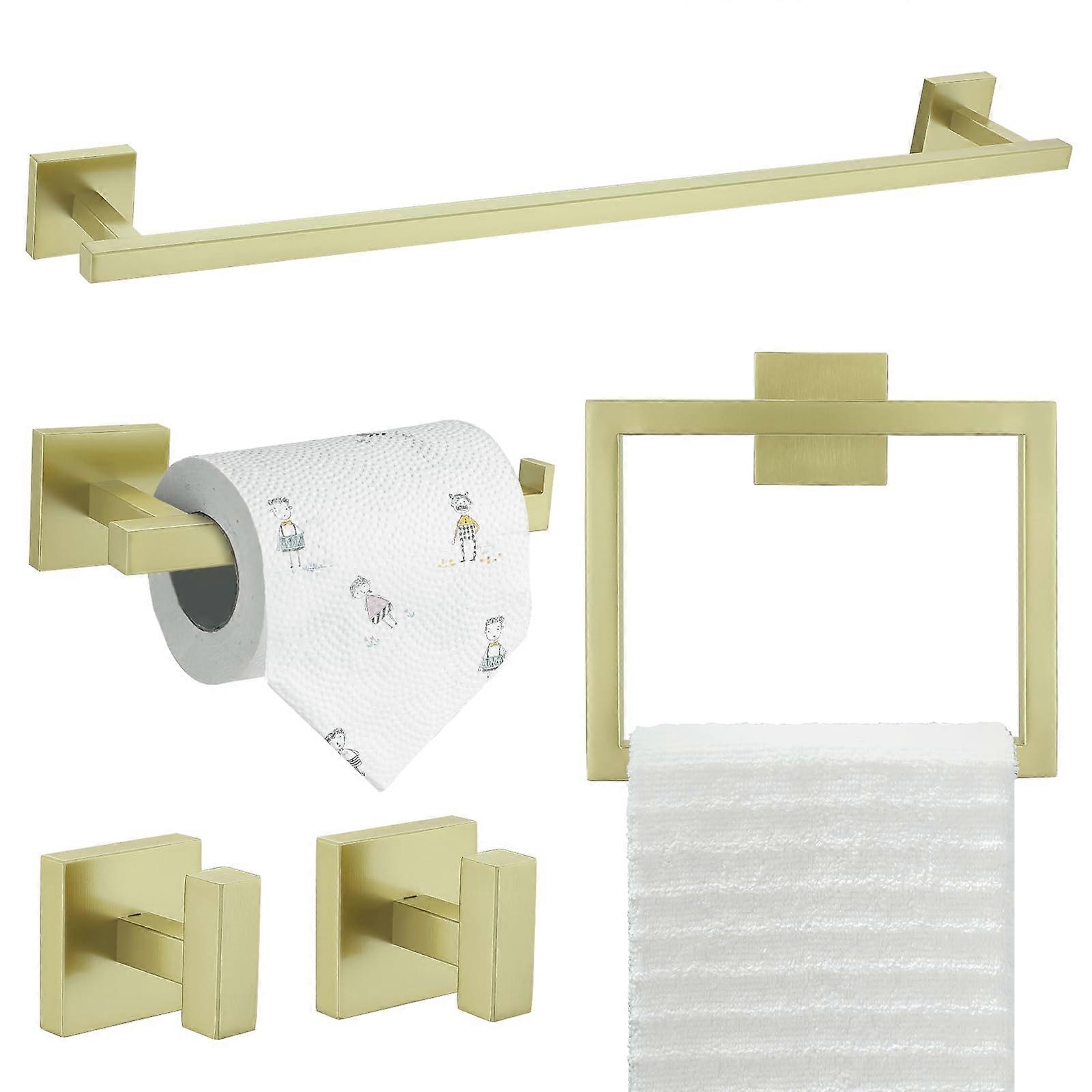 5-Pack Bathroom Accessories Set, Stainless Steel, Modern Design, Rust-Resistant, Easy Installation