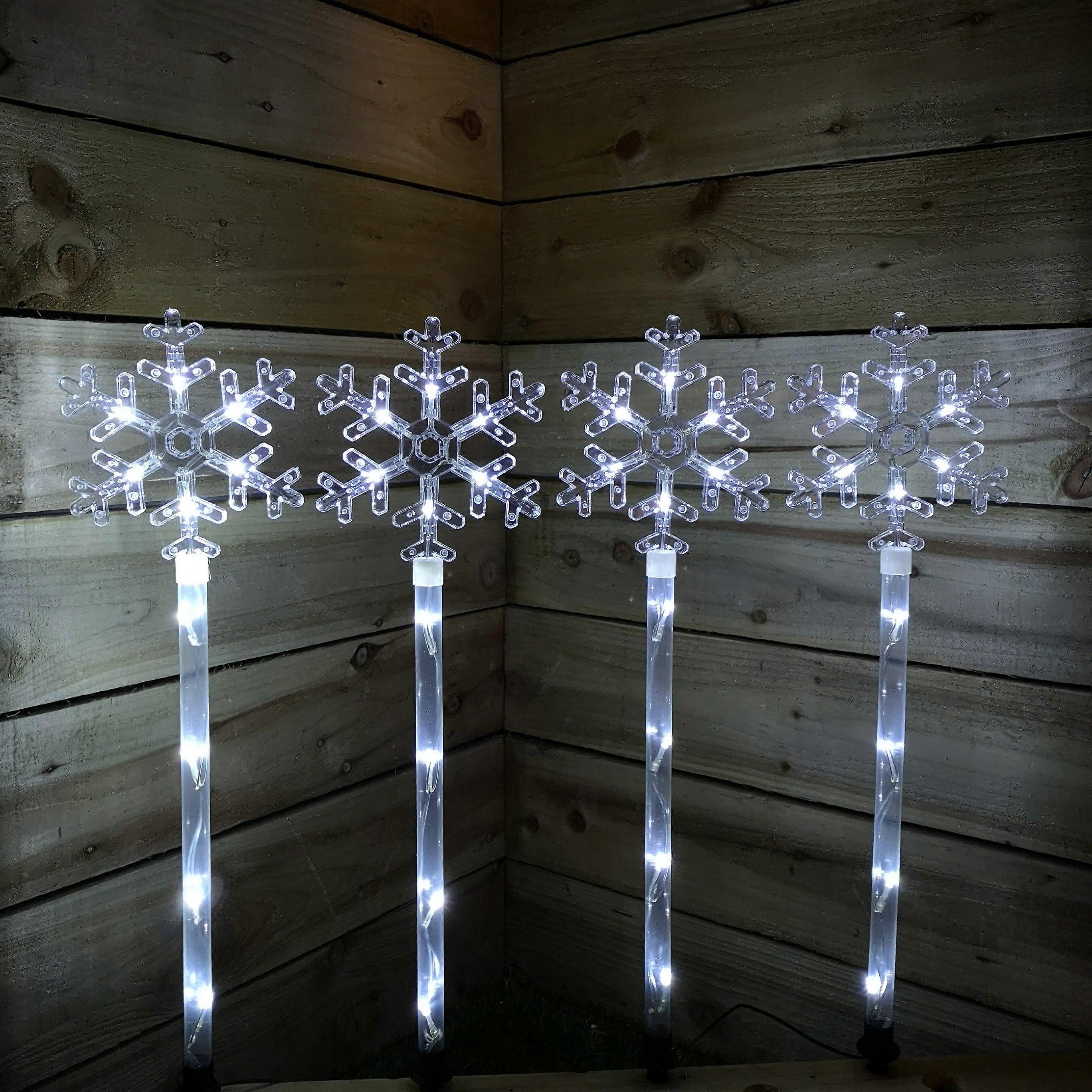 The Christmas Workshop 4x 40 Led Snowflake Stake Lights - White