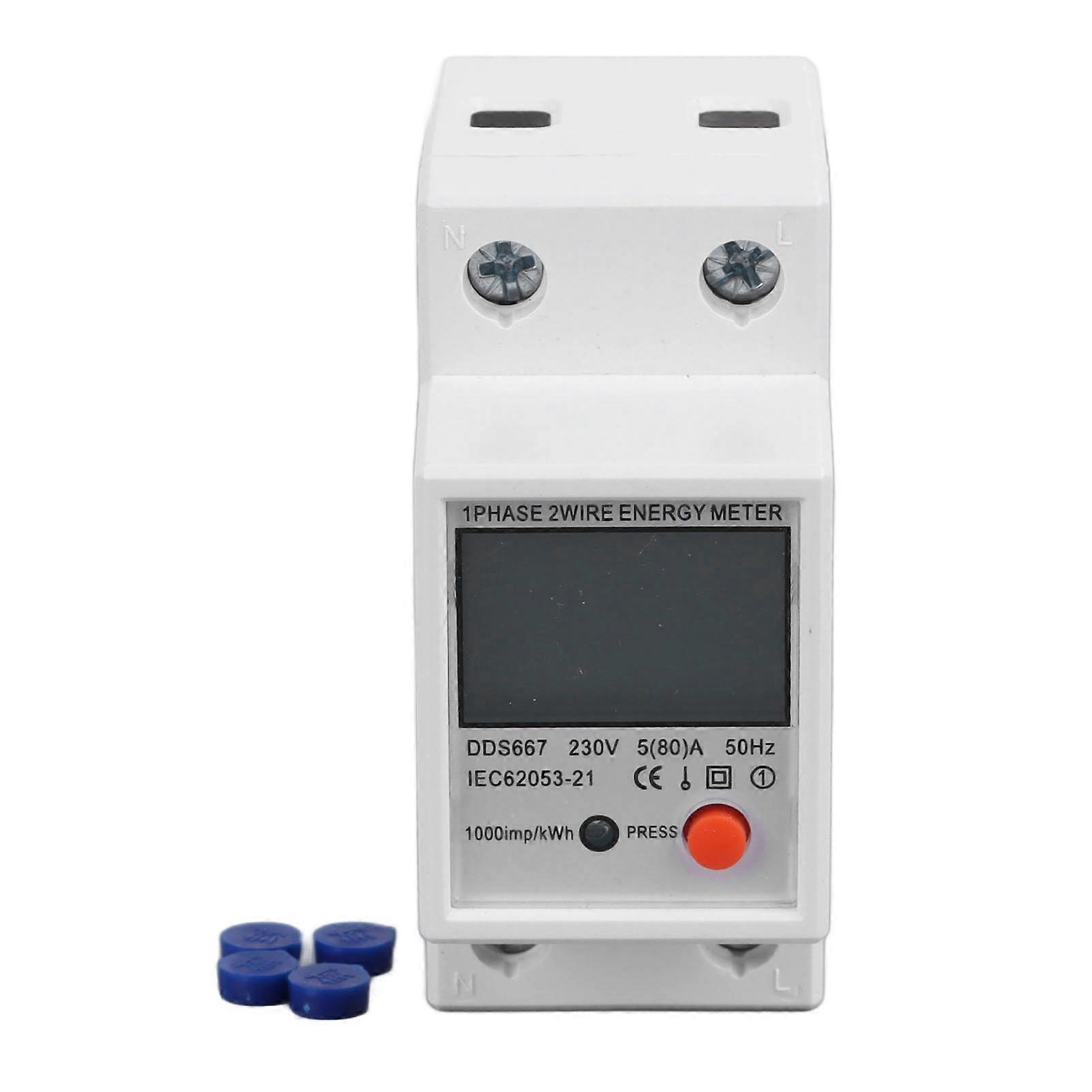 Multifunctional Power Meter 1 Phase LCD Display Energy Monitor 200‑ for Electrical Safety