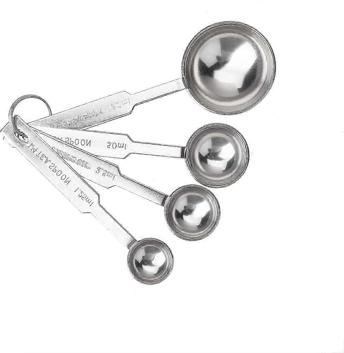 مجموعة ملاعق قياس 4 قطع ، مجموعة ملاعق معدنية من الفولاذ المقاوم للصدأ فاخرة وملعقة صغيرة ، لقياس دقيق للمكونات السائلة أو الجافة ، للطهي