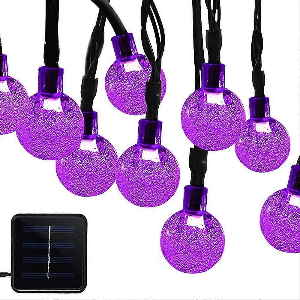 LED Beads, Purple Globe String Lights with Solar - Powered Panel, Perfect for Outdoor Decorations