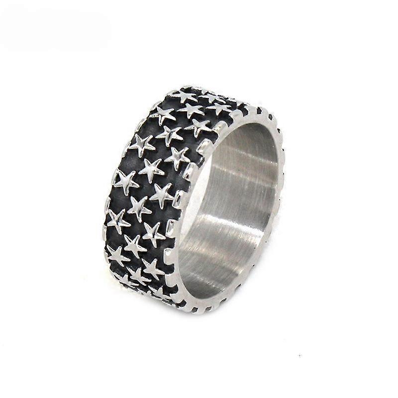 Retro Men's Full Circle Small Five-pointed Star Titanium Steel Ring Retro Trendy Men's Stainless Steel Ring