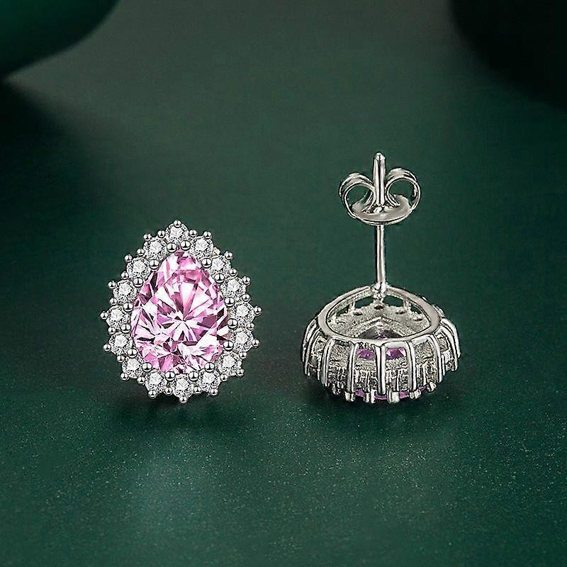 BELLA BOX Hjerteformede dråbeøreringe Gule Diamanter Lyserøde Diamant Øreringe Mode Dame Fest Tilbehør