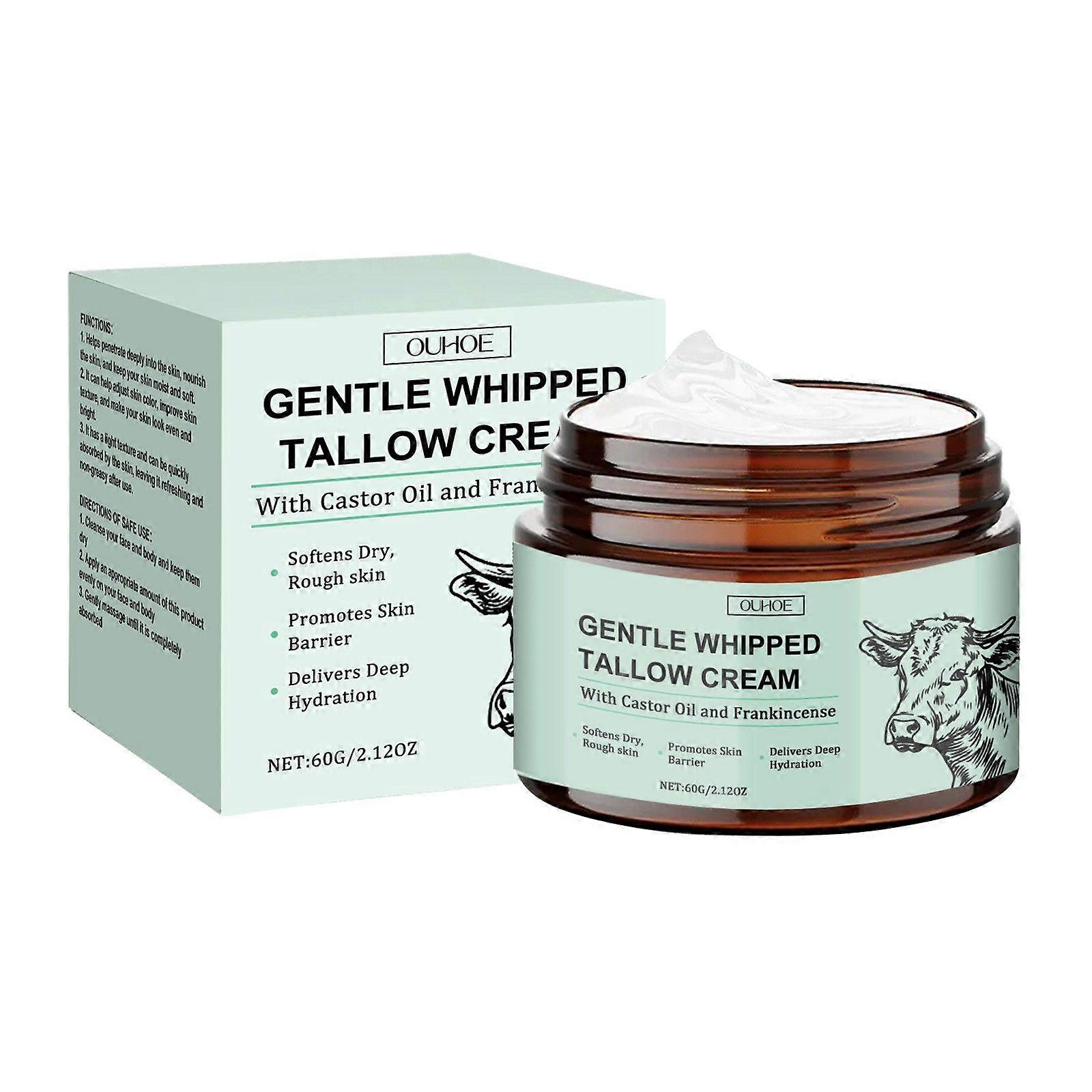 Grass-Fed Beef Tallow with Frankincense Oil and Castor Oil,Beef Tallow for Skin,Whipped Beef Tallow Frankincense Oil Castor Oil for Skin Face Body Moi
