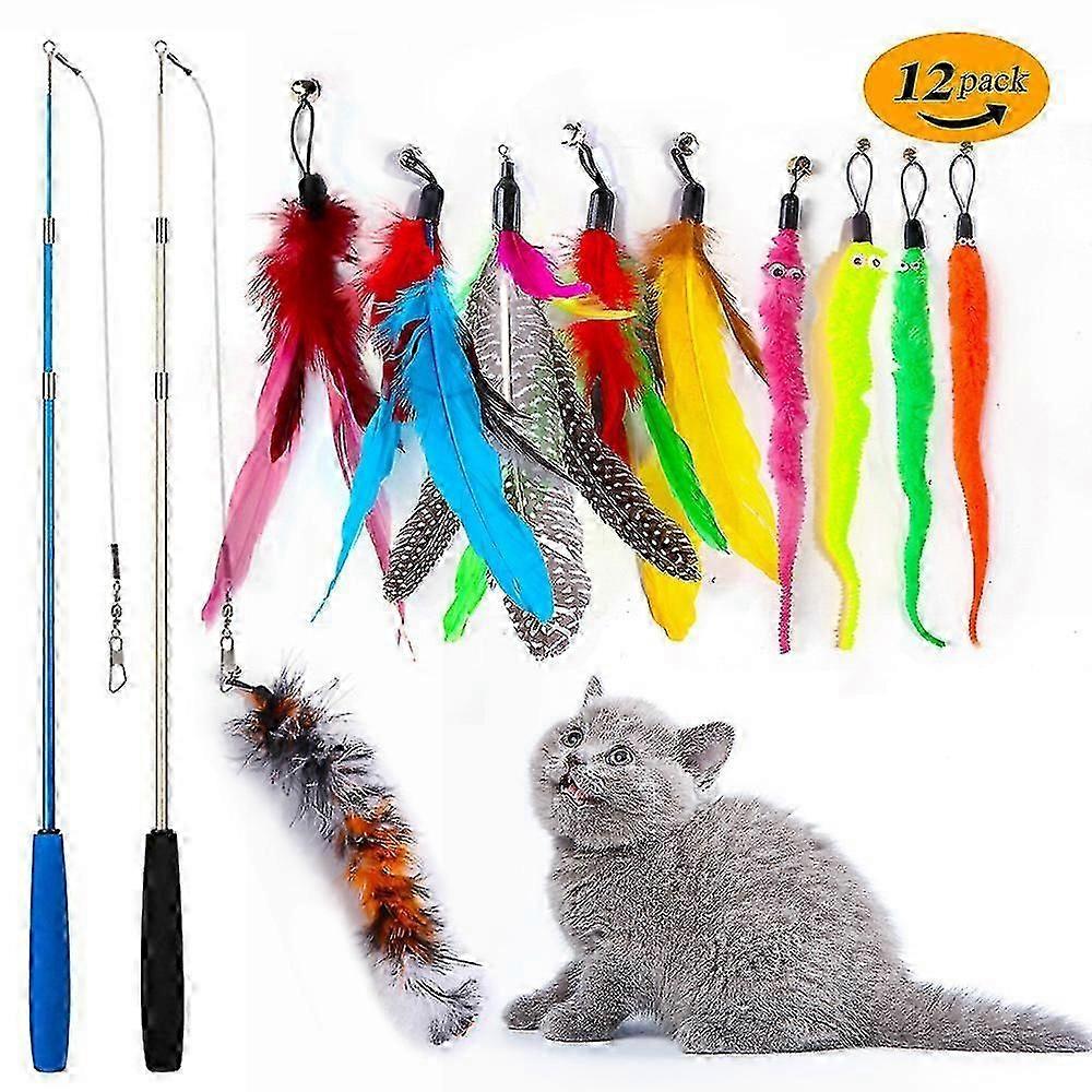 Cat Feather Toy,12 Piece Cat Toy,Cat Feather Toy,Cat Toy,Interacti for Indoor Cats and Kittens
