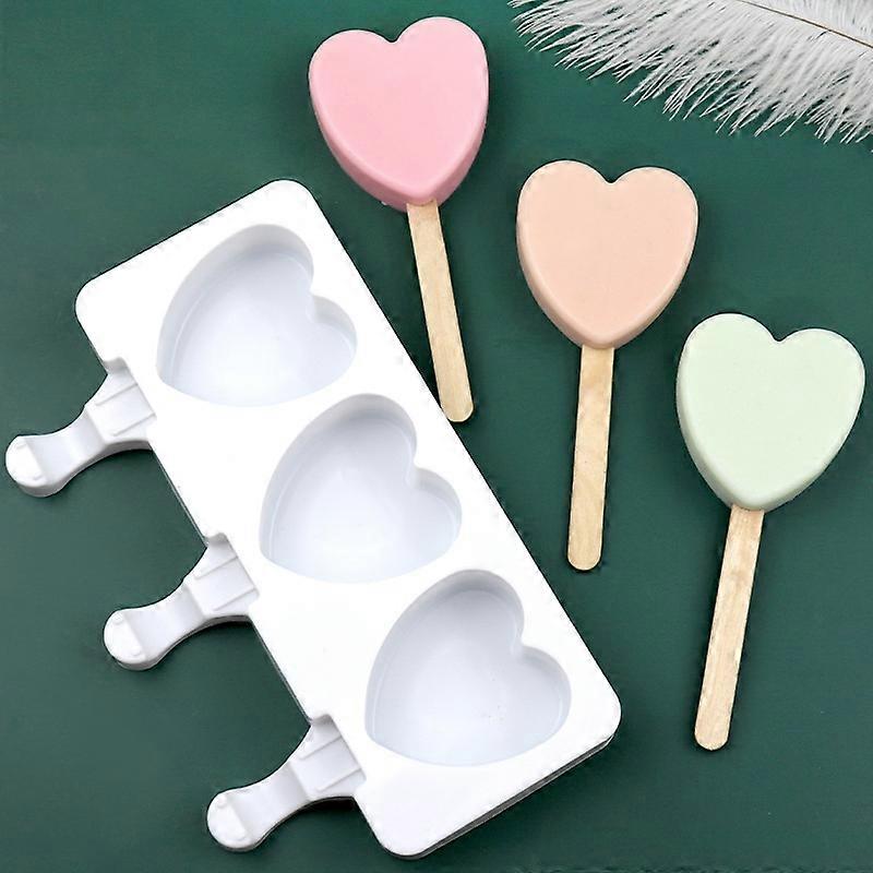 3 Grids Heart Shape Ice Cream Model DIY Pudding Mold Without Stick