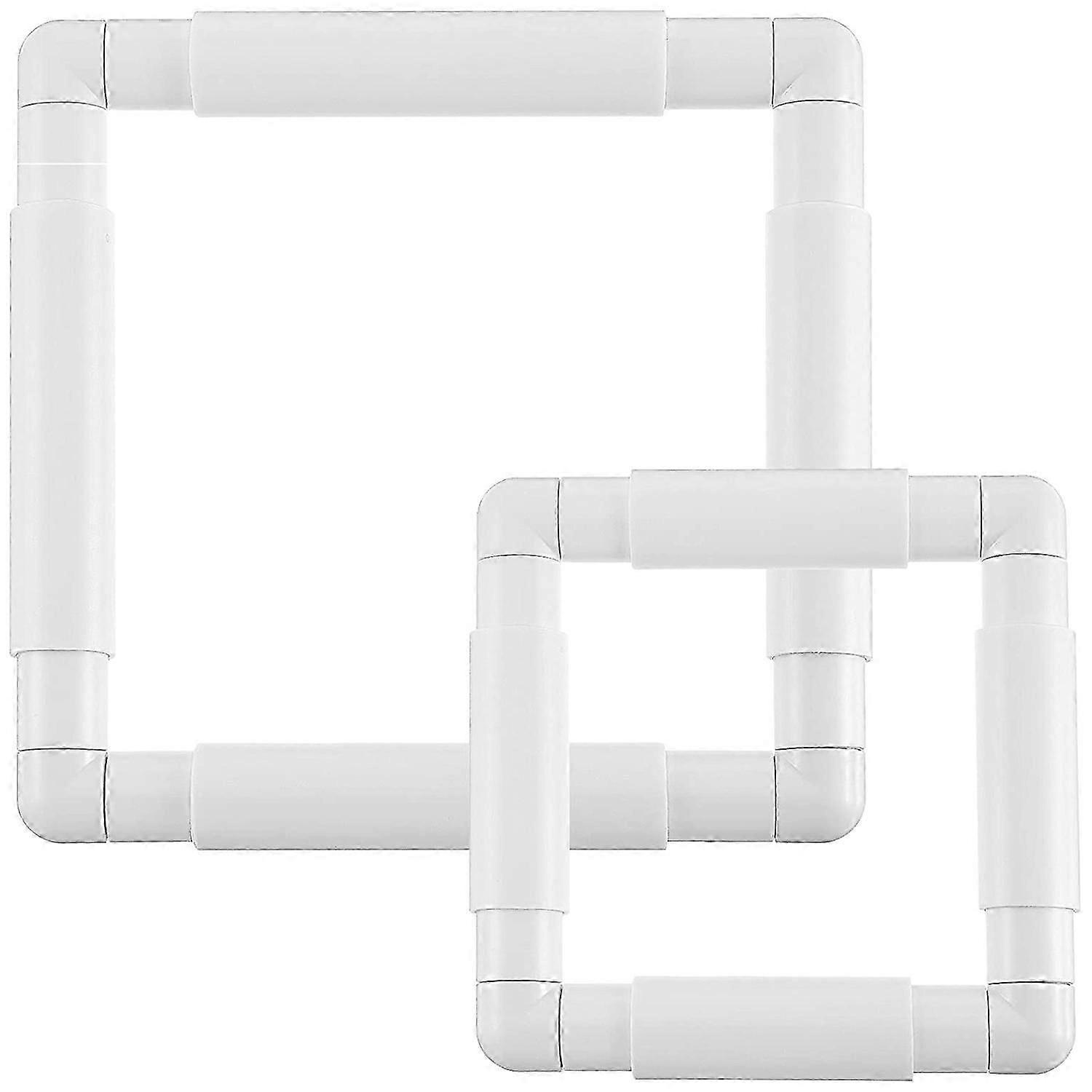 2Pc Frame Square Embroidery Hoops Q Snaps for Quilting Frame Sewing Hoop, 6X6 Inch,8X8 Inch