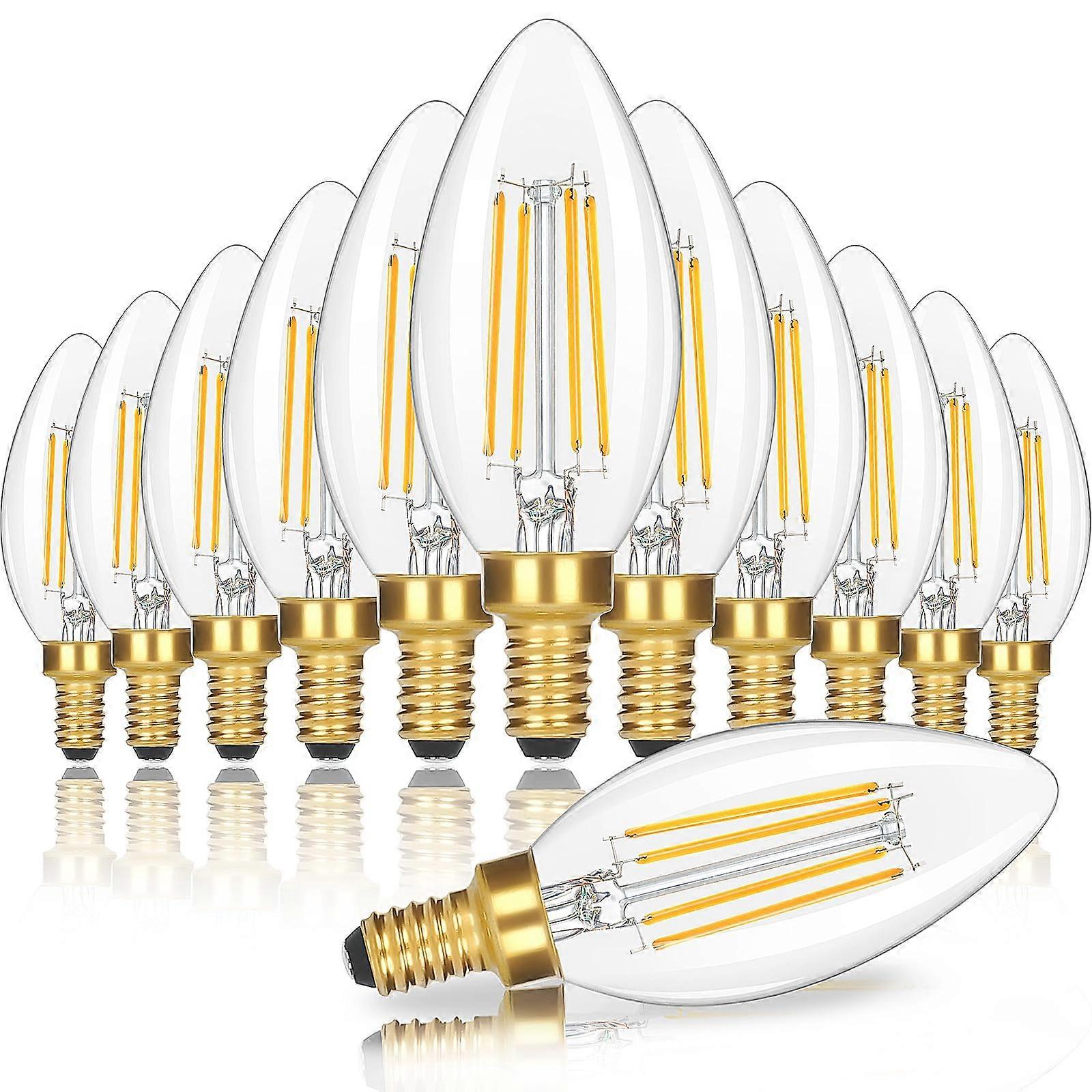 12 Pack Dimmable LED Light Bulbs, Vintage Clear Glass, E12 Base, 40 Watt Equivalent for Chandelier and Candle Fixtures
