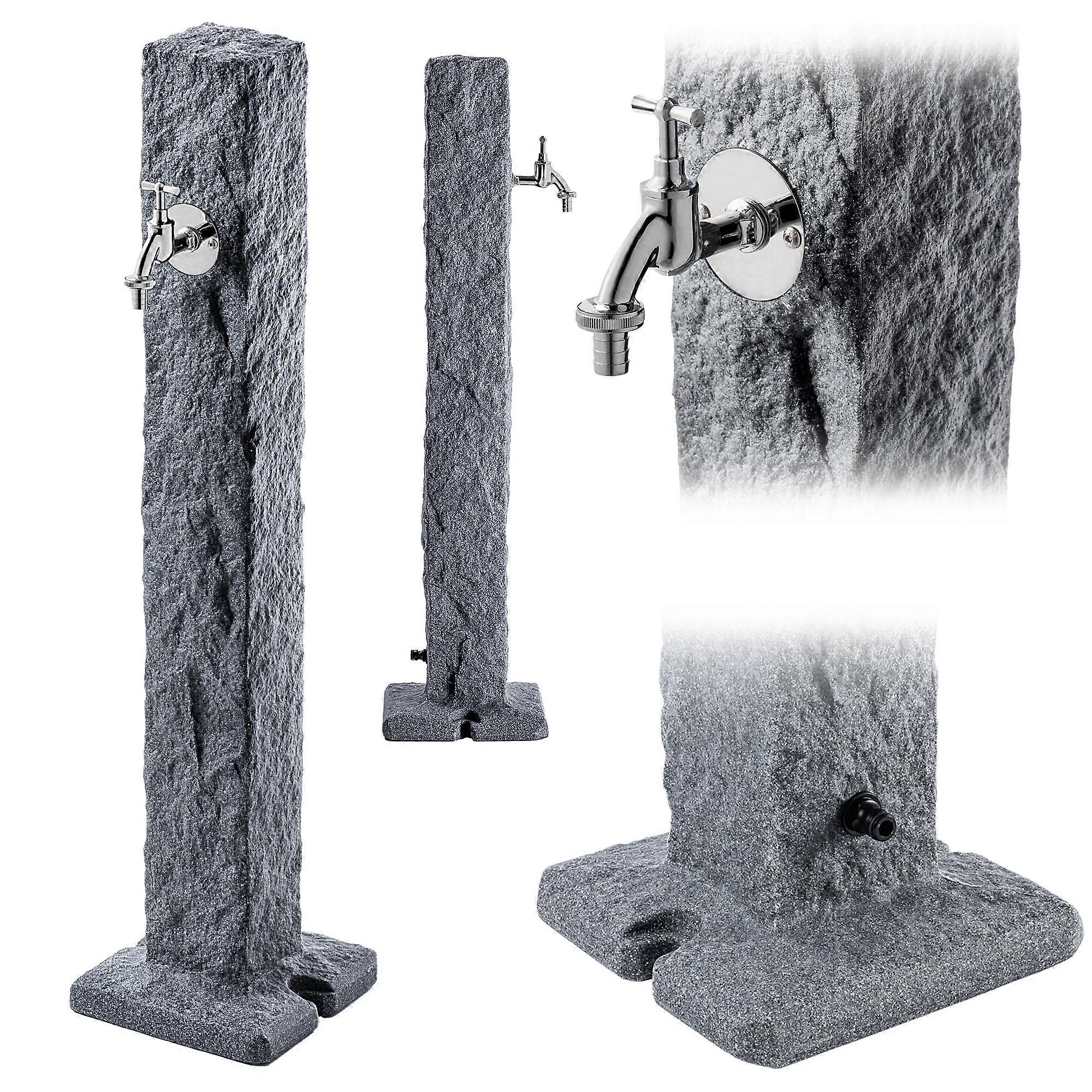 KADAX Cisterna de poste de jardín con grifo y válvula - Antracita/Marrón