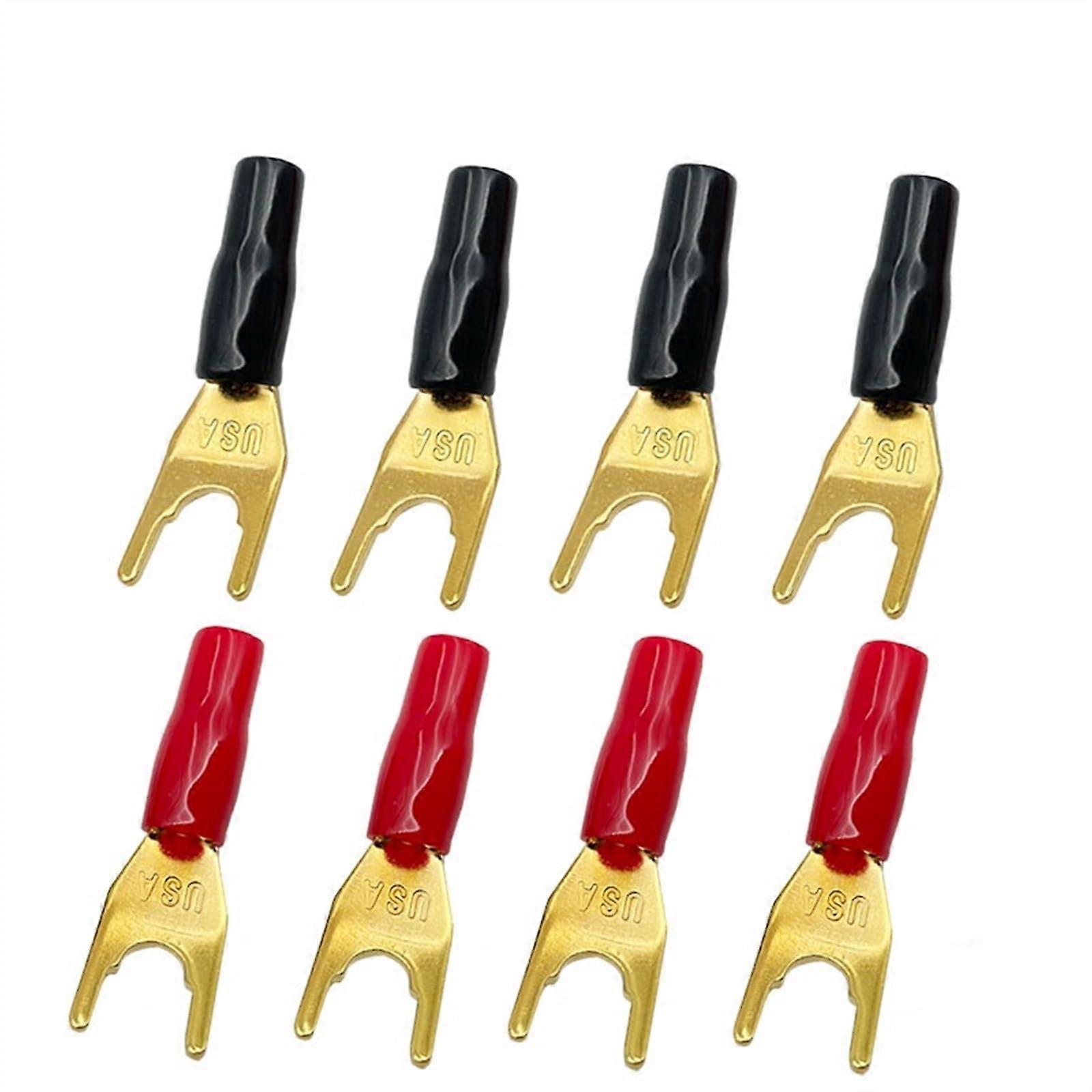 20Pcs Gold Plated Solderless Fork Banana Connectors 10 Red 10 Black Speaker Adapter for Audio Wiring Systems