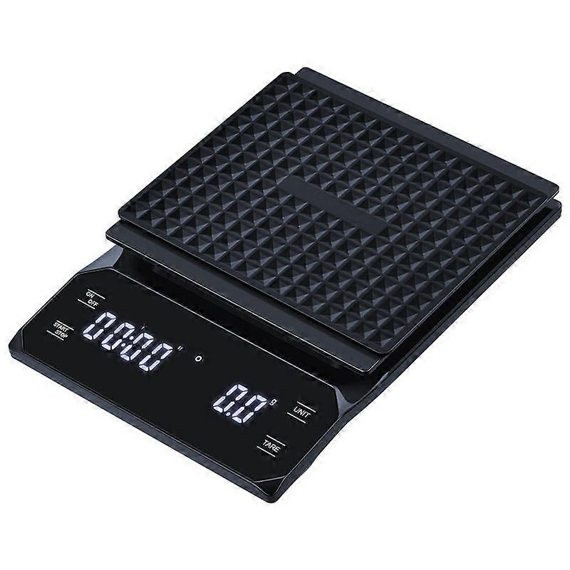 Digital Coffee Scale - 0.1g/3kg Precision, Timer, Waterproof, Large LED Display (Black)