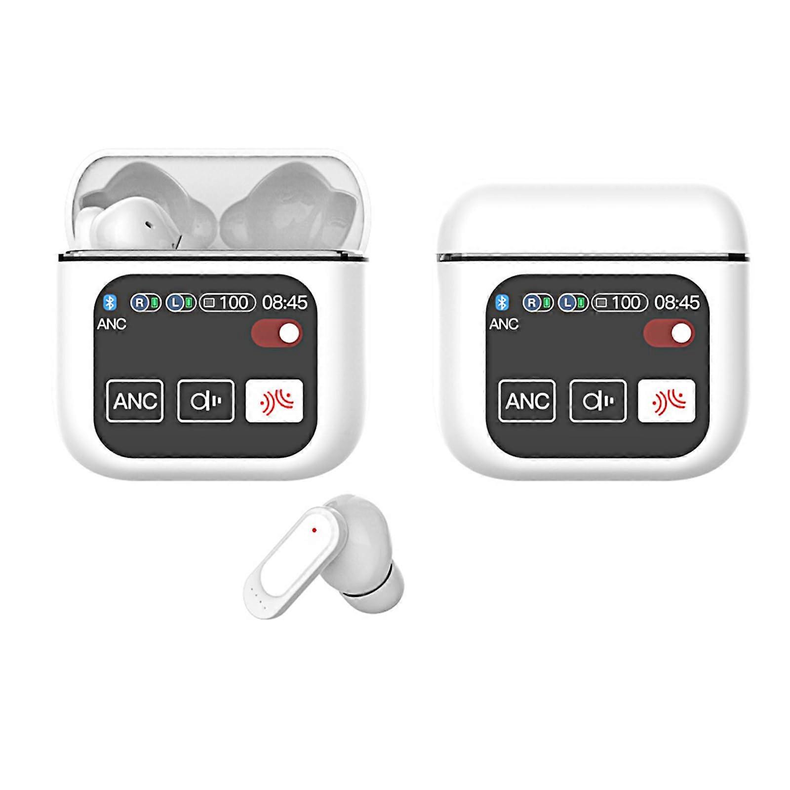 Wireless Earbuds Bluetooth 5.4 with 50H Playtime Deep Bass Stereo, IPX5 Waterproof, LED Touch Control, Compatible with Android/iOS (White)