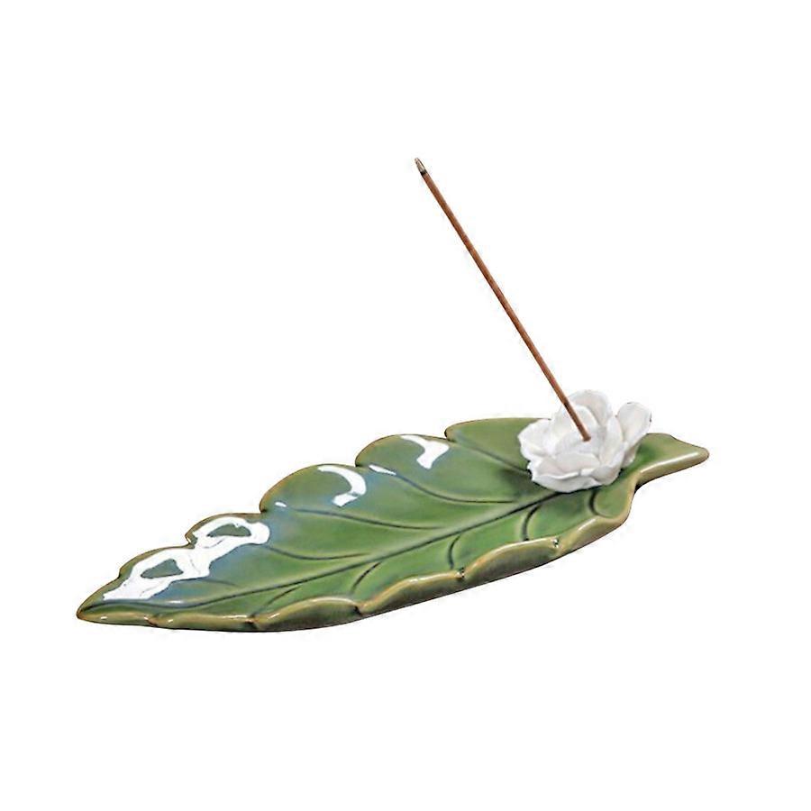 Leaf Green Lotus Ceramic Incense Burner for Tranquility