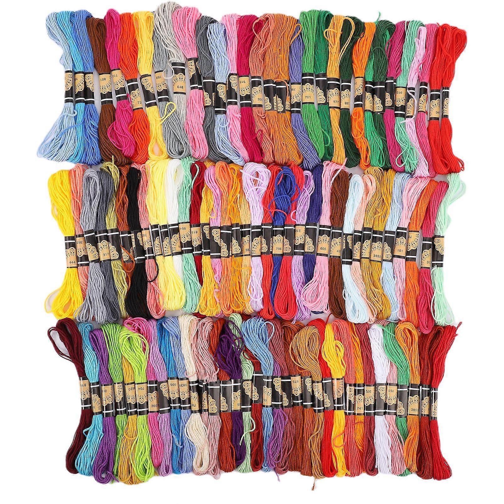 100Pcs Multi-Color Embroidery Threads for DIY Cross-Stitch Craft Projects