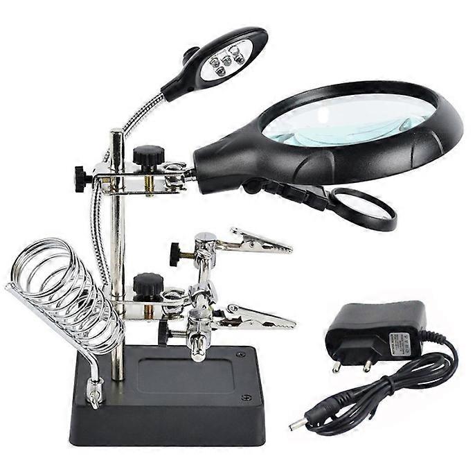 Three multiple LED lamp multi-function auxiliary lighting support maintenance inspection 10 times table lamp type welding magnifying glass