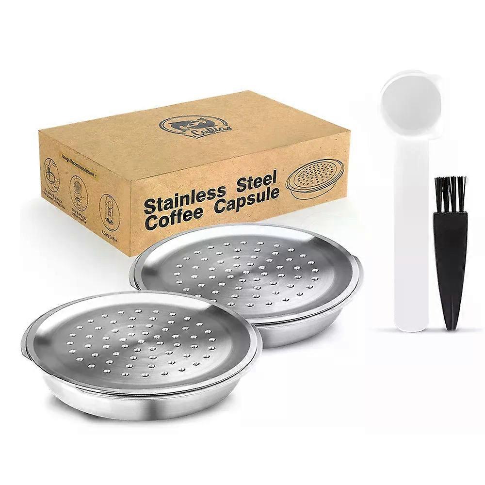Stainless Steel Coffee Capsule Reusable Coffee Machine Filter Suitable compatible for  Senseo System Philips Espresso Crema Maker with Spoon