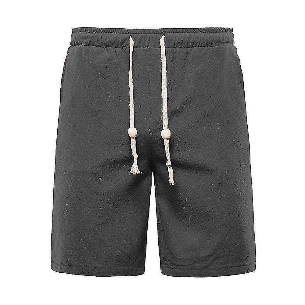 Men Plain Shorts Elastic Waist Drawstring Solid Short Pants