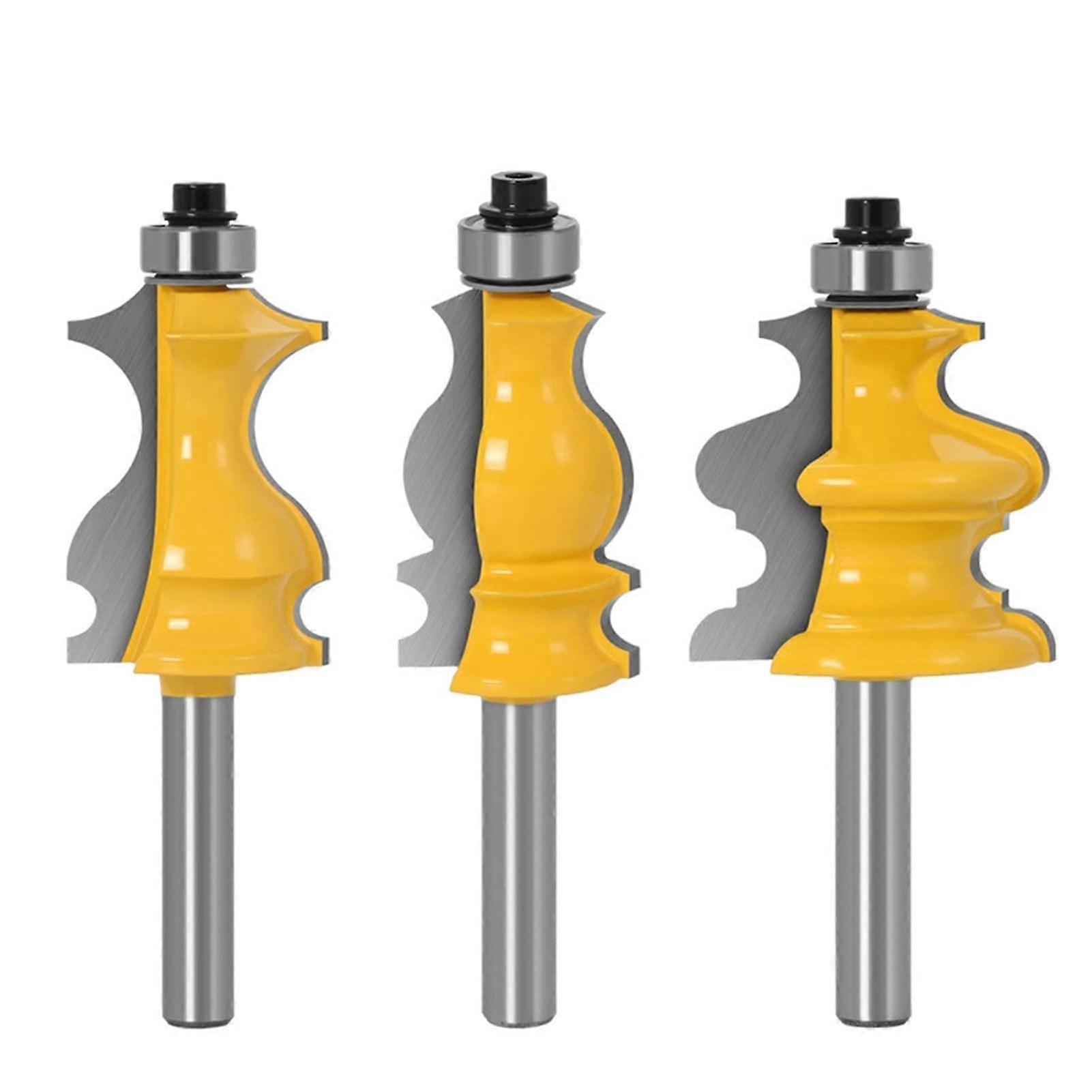 Carbide Milling Cutter 3 Pack 8mm Shank Wood Forming Router Bits for Woodworking Power Tools and Knives