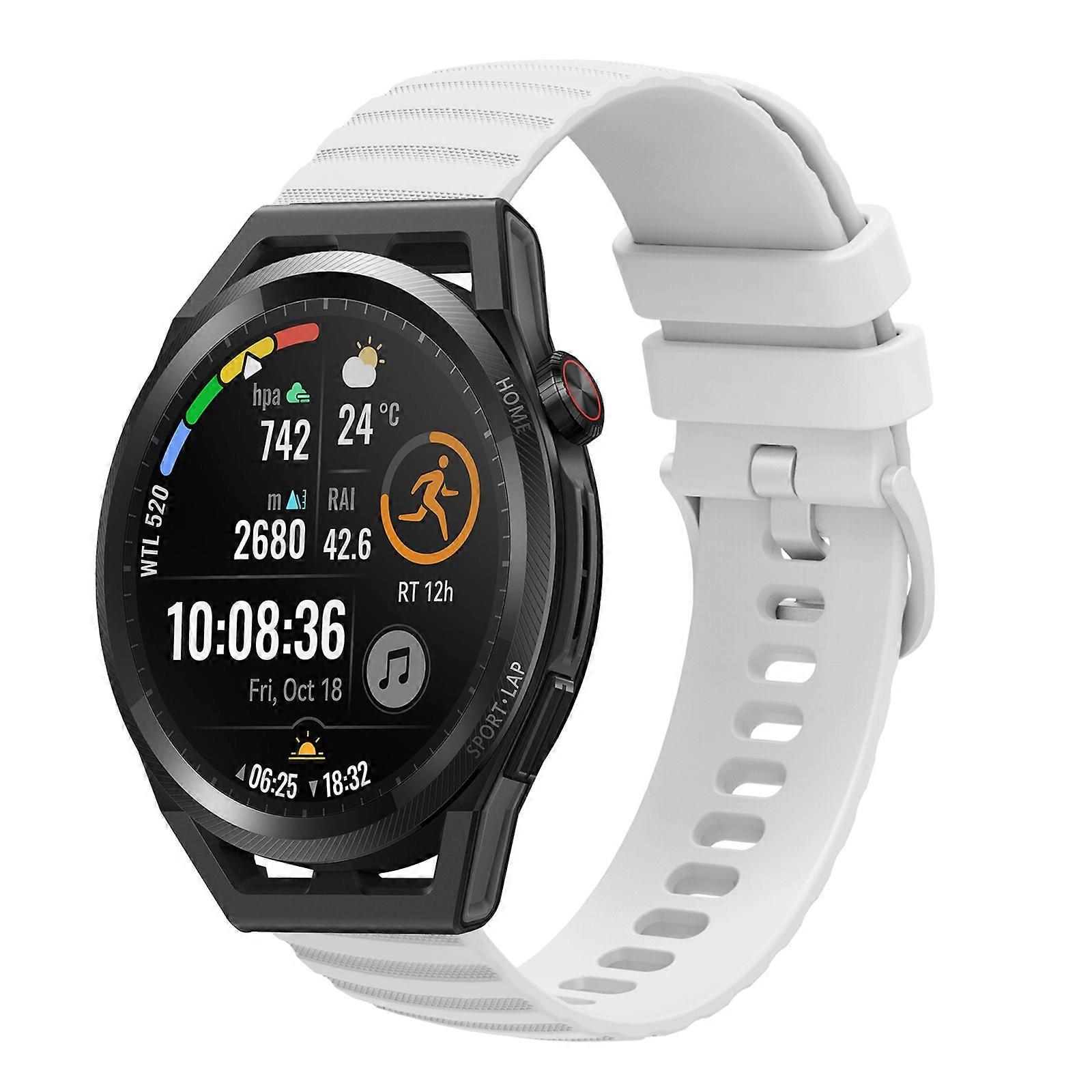 For Huawei Watch GT Runner 22mm Wavy Dot Pattern Solid Color Silicone Watch Band