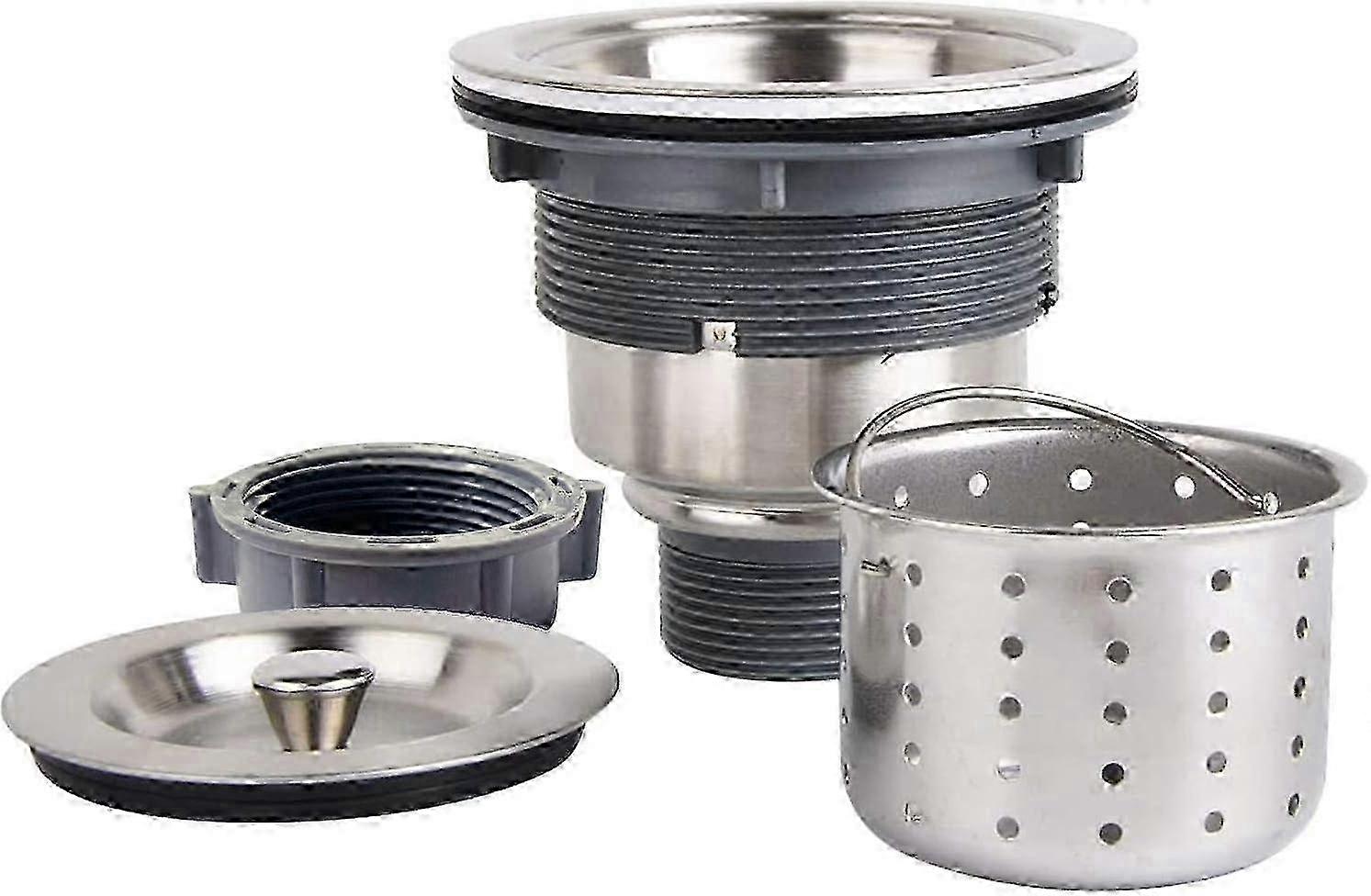 3-1/2 Inch Sink Drain Assembly Kit, Removable Deep Sink Strainer Basket with Sink Stopper/Sealing Li