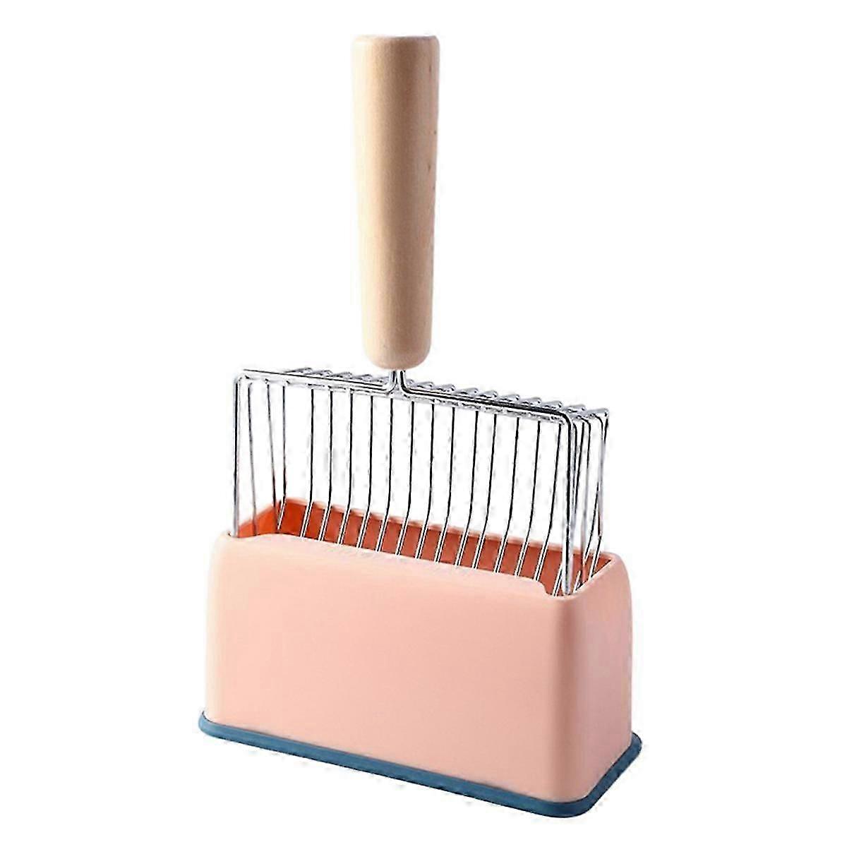 مغرفة فضلات القطط المعدنية مع حامل حامل ، شديدة التحمل وسهلة التنظيف