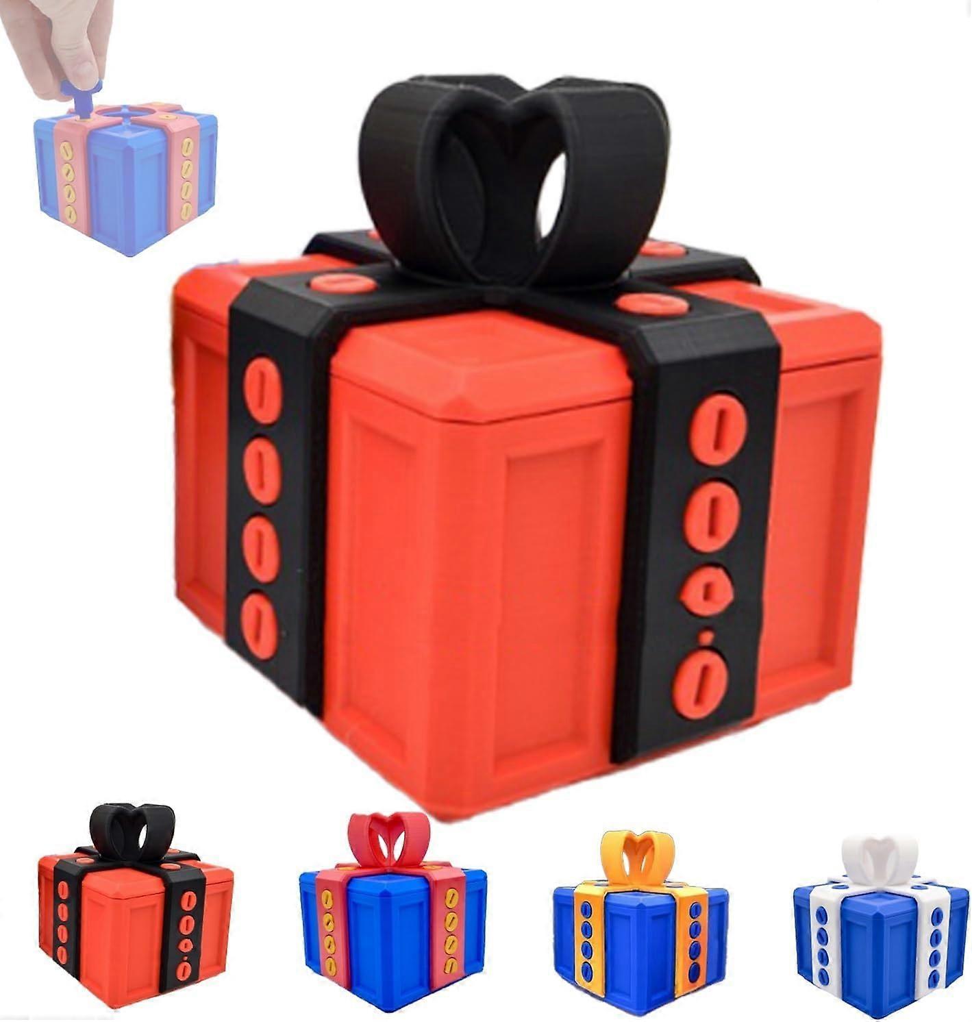 3.14' Width Annoying Gift Box, Prank Screw Box, 3D Hilarious Printed, Money Card Container (Red Box With Black)
