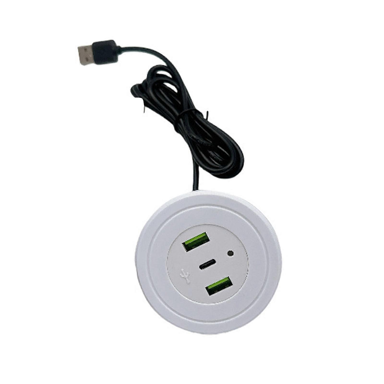 USB Port Desktop Embedded Charging Connector For Mobile Phone USB Desk Data Line Splitter Charging Socket for Home White