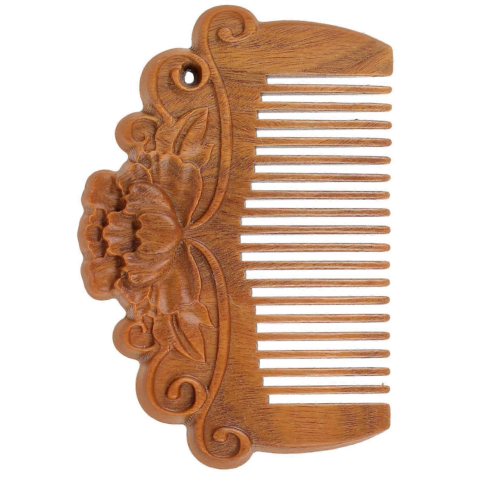 Handmade Wooden Hair Comb Mini Portable Scalp Massager with Embossed Pattern, Smooth Durable Teeth for Women's Hair Care and Styling – Elegant Gift