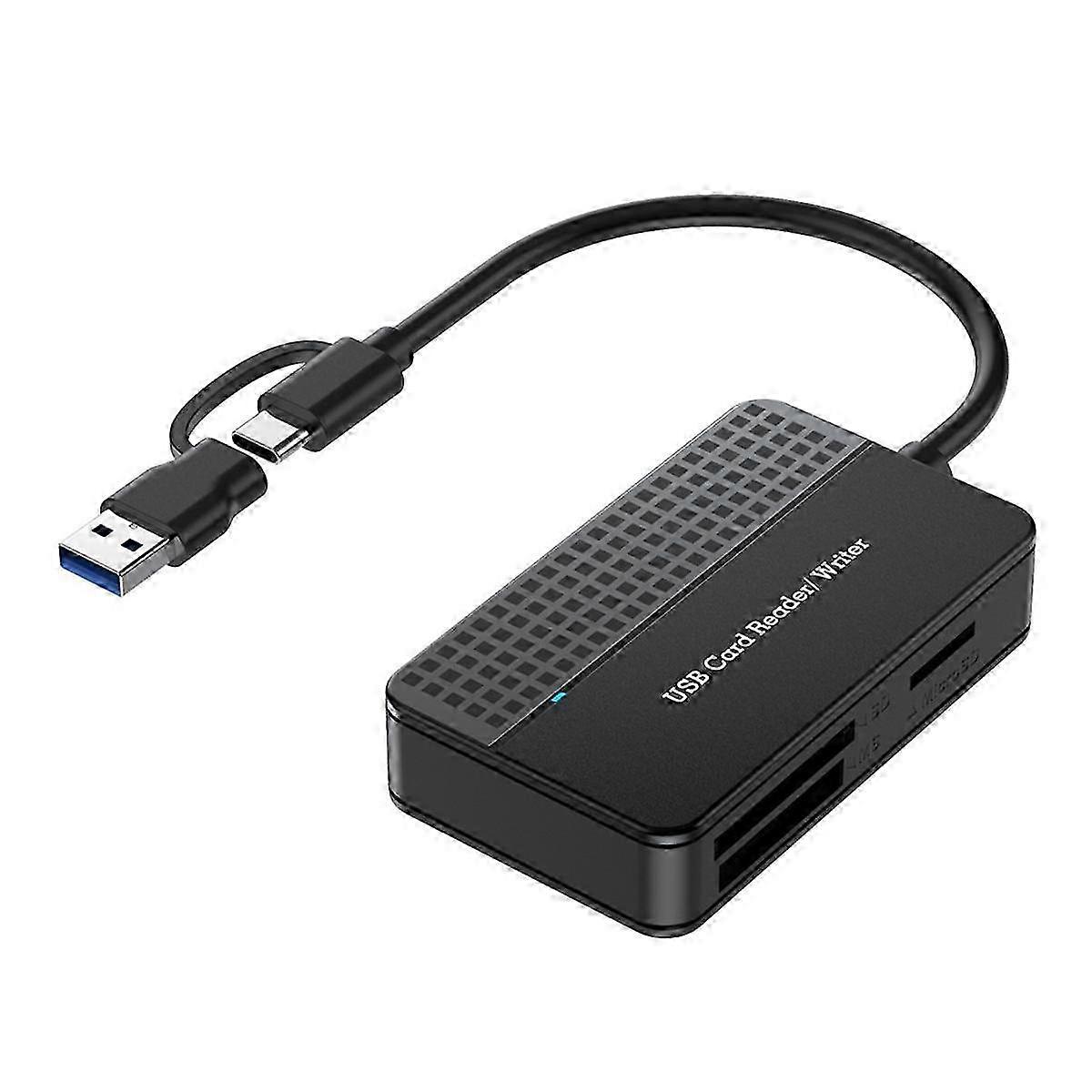 External 4-in-1 SD/TF/MS Card Reader Adapter for Computer Camera with USB C & USB 3.0