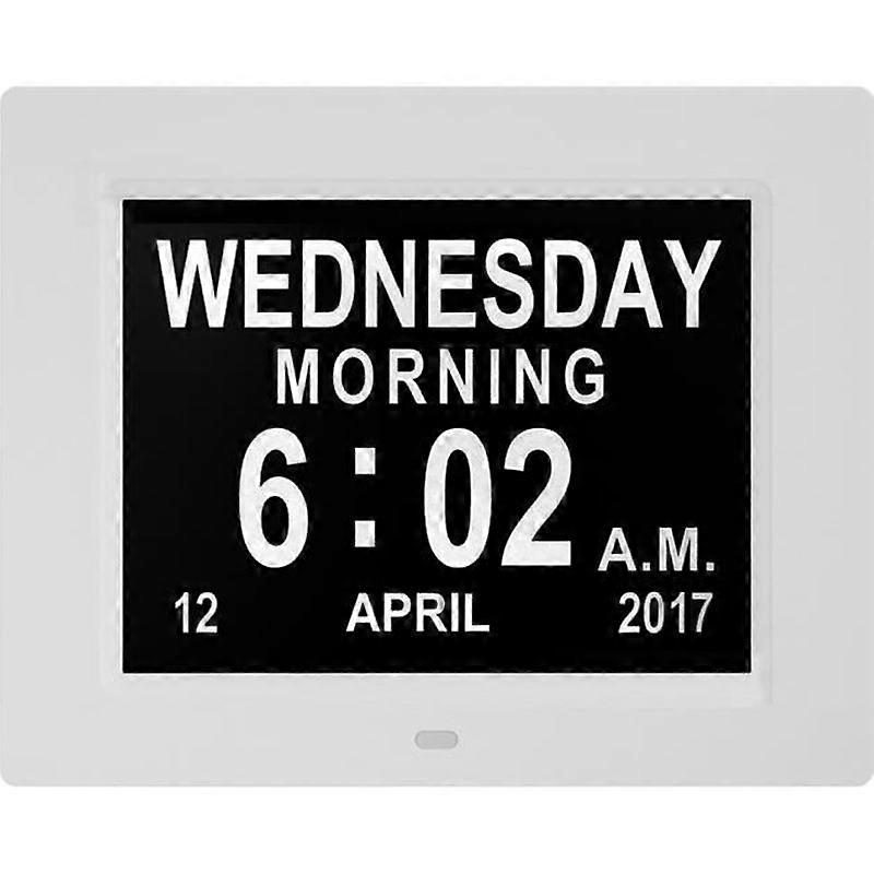 Calendar Clock with Date Day and Time in French 8 Inch LCD Digital Clock Non-Abbreviated for Senior Alzheimer and Child