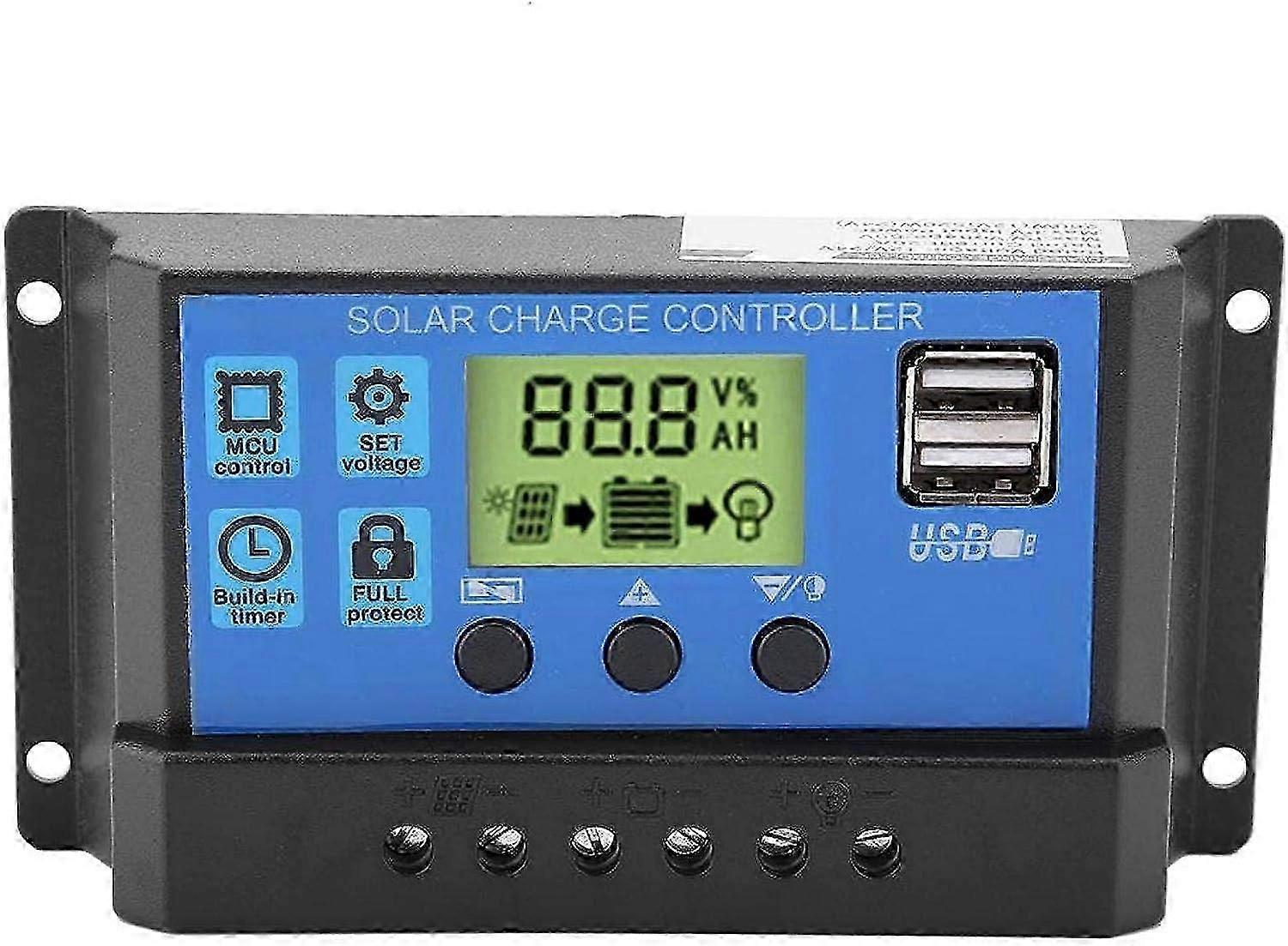 12V/24V Dual USB Solar Panel Charge Controller (20A)