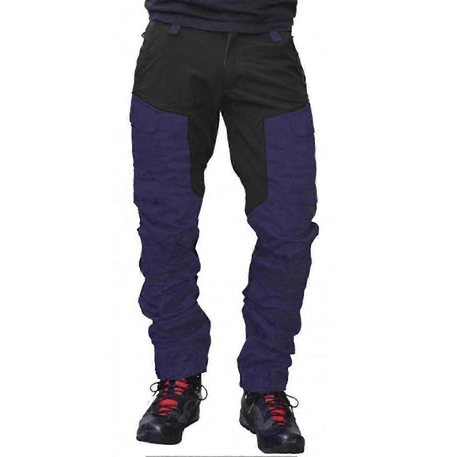 Cargo pants for men with multiple pockets and color block design