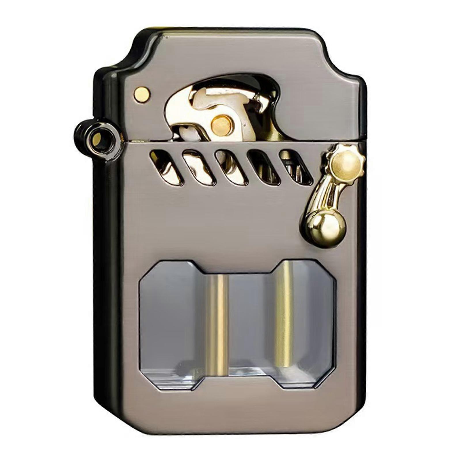 Mecha Metal Rocker Lighter, Vintage Trench, Retro Kerosene Table Lighter for Men