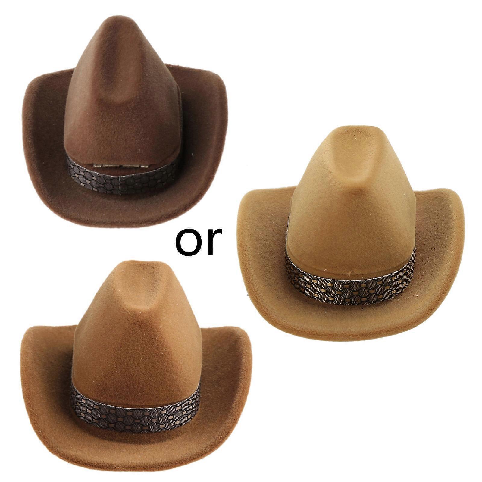 Creative Cowboy Hat Shape Rings Box Jewellery Display Storage for Case Multicolor