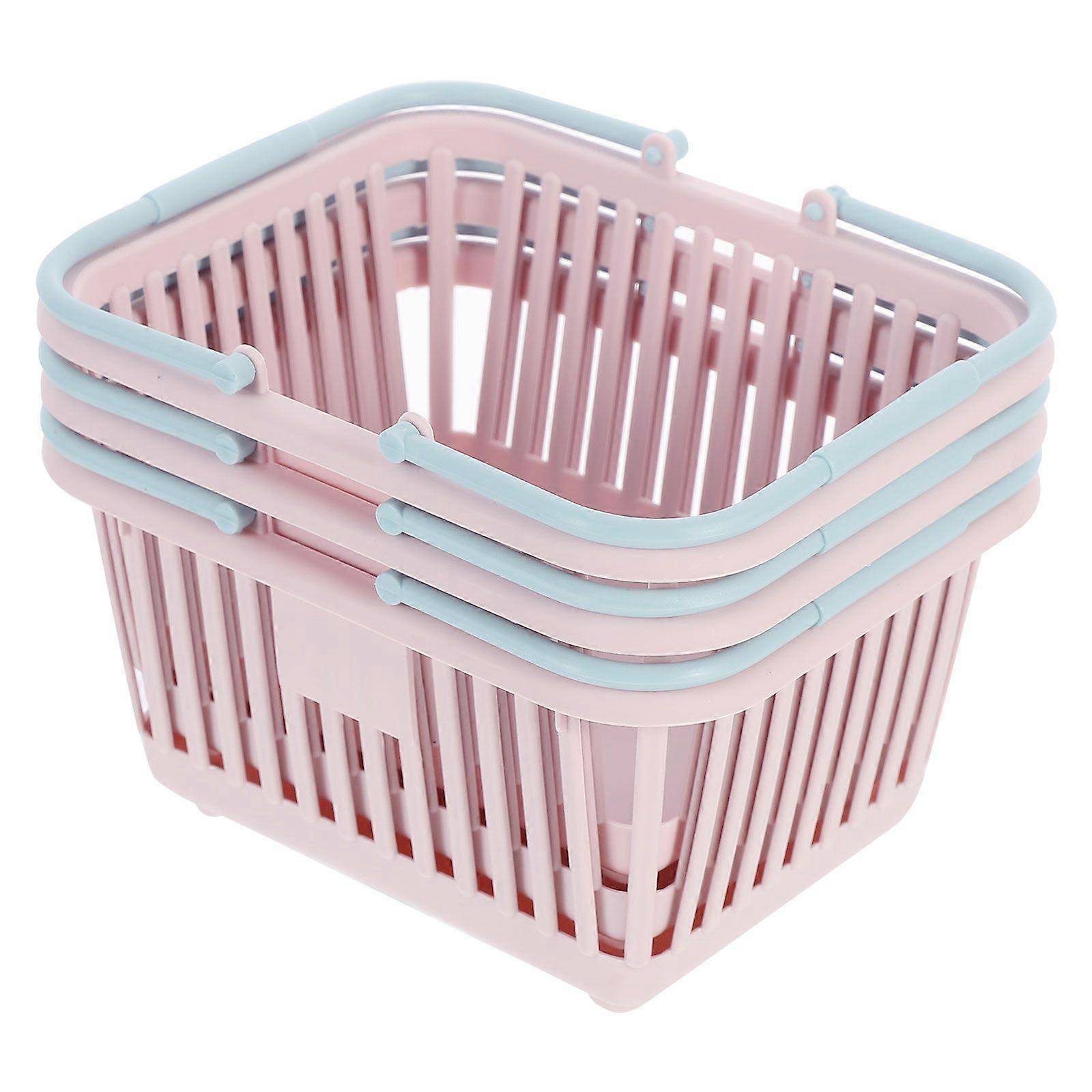 3pcs Small Plastic Baskets Handheld Shopping Baskets Sundries Storage Baskets