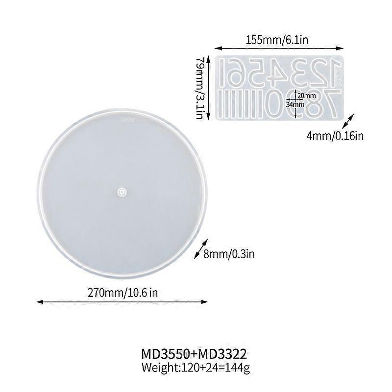1 Set Round Blank Clock Dial Mold with Easy Release Arabic Numerals Mold Silicone Art Mold for Clock Making Home Office Decor Casting Tool
