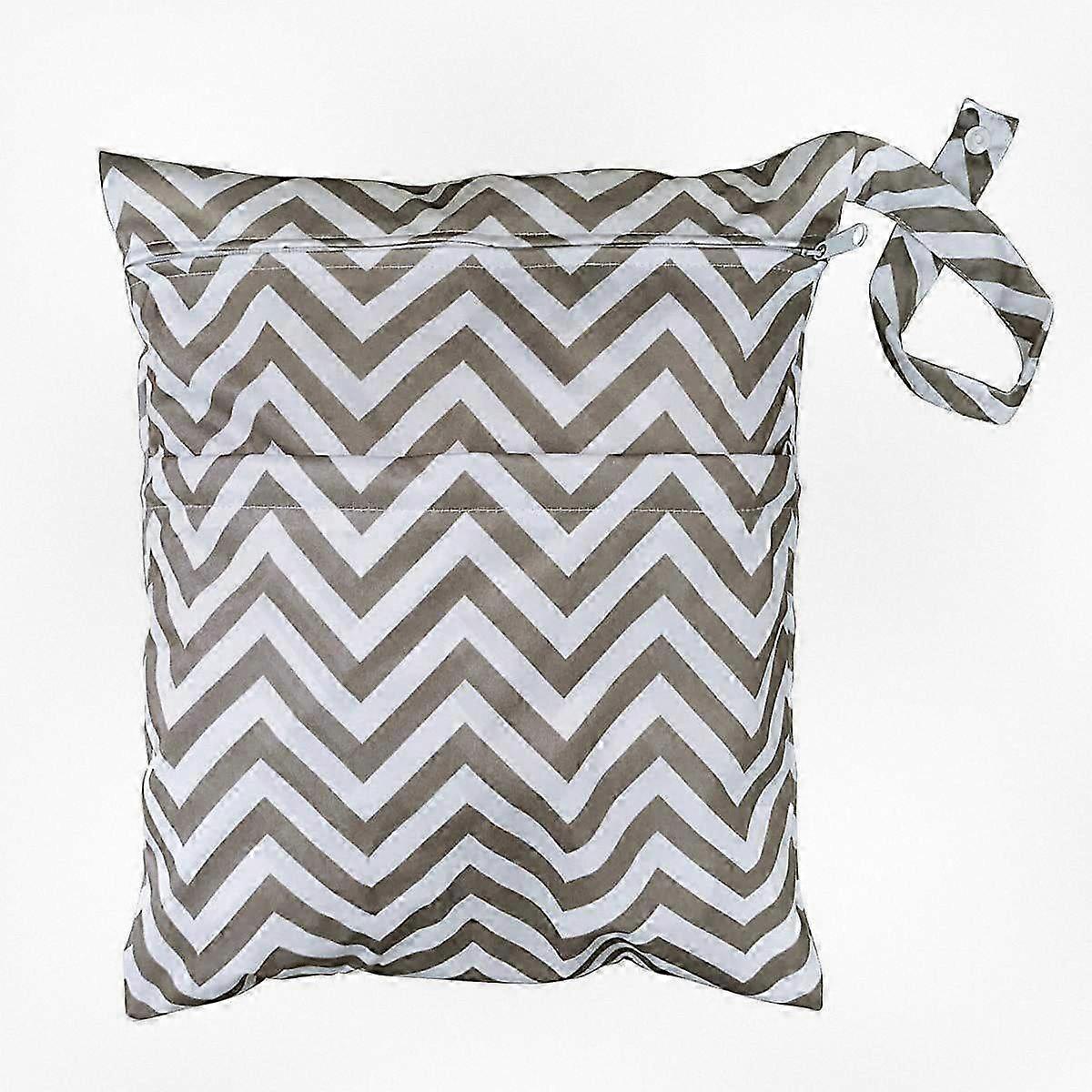 Waterproof Reusable Cloth Diaper Wet Dry Bags with Two Zippered Pockets for Use with Baby Diapers, 1 Piece