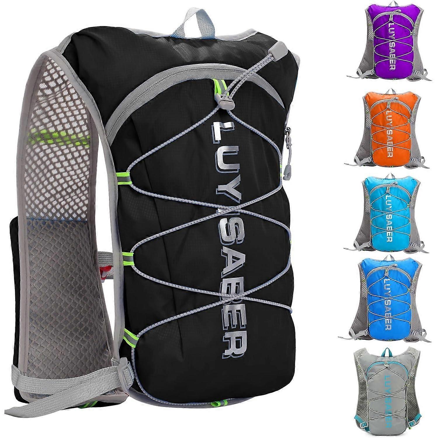 Hydration Vest Backpack for Running - Lightweight and Adjustable - Compatible with 2L Water Bladder (Black)