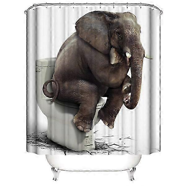 Waterproof Shower Curtain with Elephant Design, 180*200cm