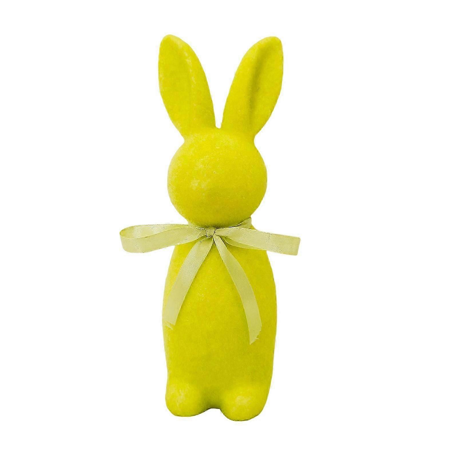 Easter Bunny Statue Freestanding Foam Rabbit Ornament Faux Moss Rabbit Flocked Bunny Figurine Centerpiece for Desk Mantel Dining Table