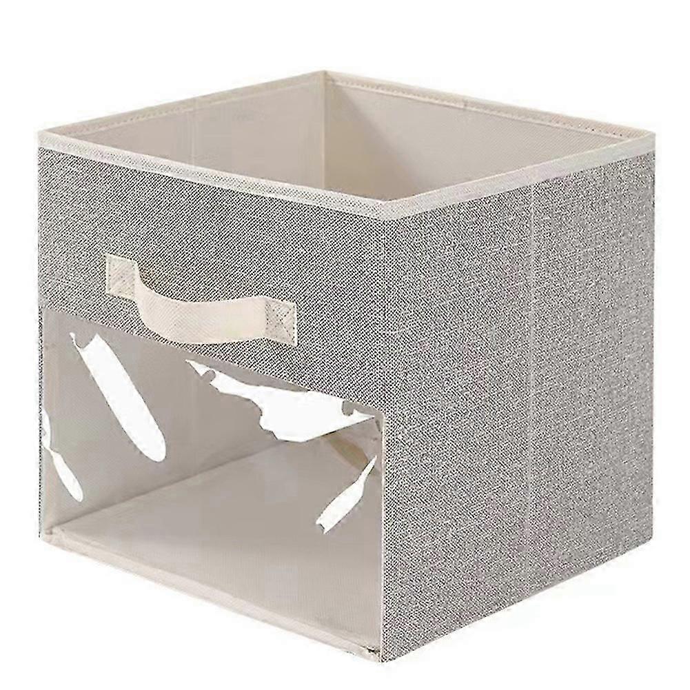 Fabric Cube Storage Box Transparent Storage Box Creamy white